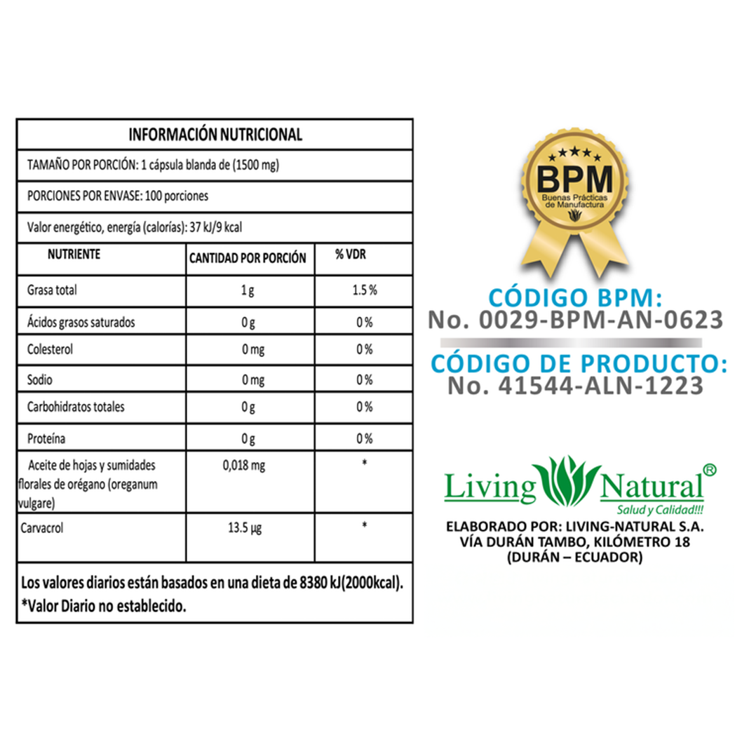 Aceite de Orégano 1500 mg – Defensas Naturales