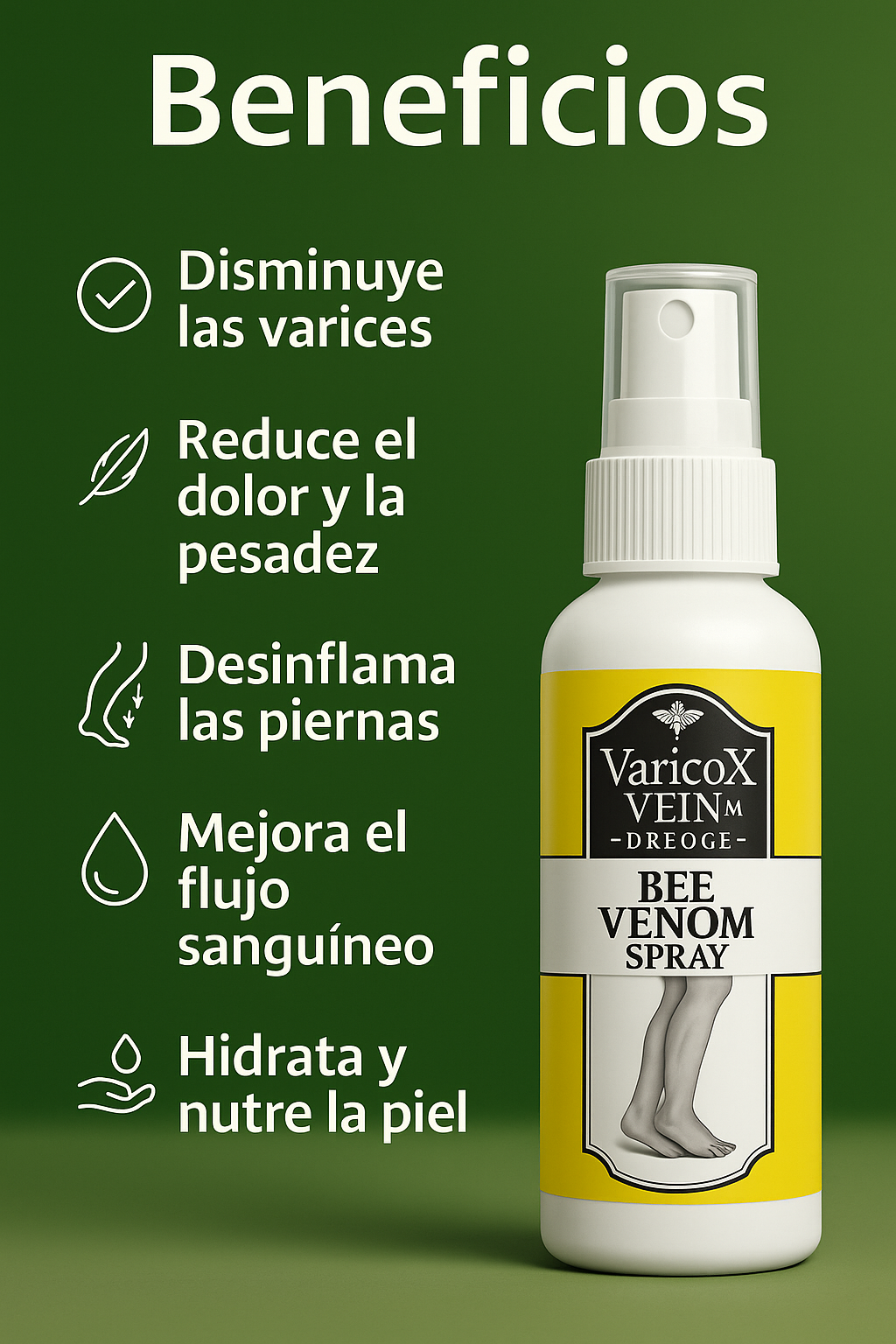 Varicox Vein – Spray Natural para Piernas Livianas y Saludables