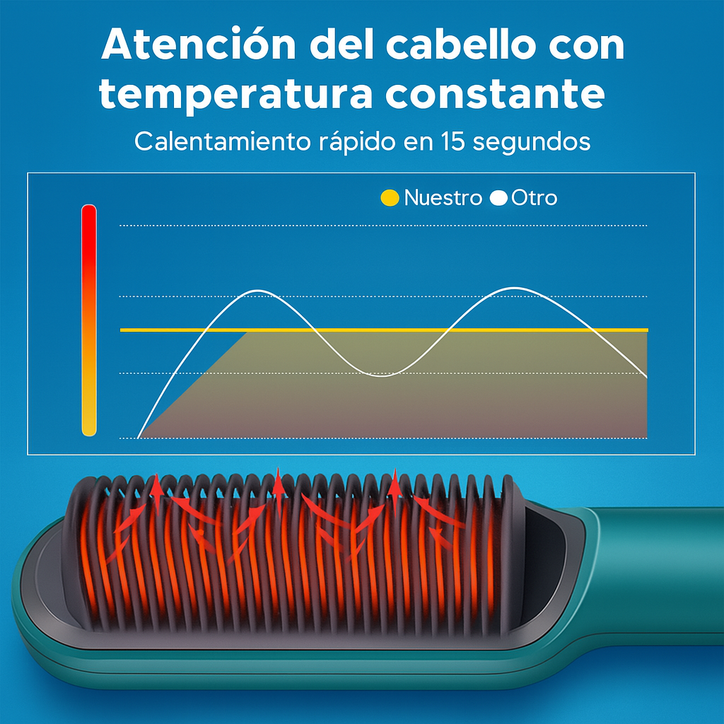 Peine Alisador Eléctrico 3 en 1 – Cabello liso en minutos sin dañarlo