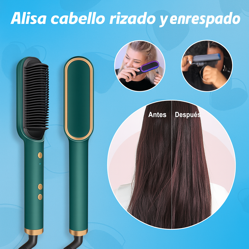 Peine Alisador Eléctrico 3 en 1 – Cabello liso en minutos sin dañarlo