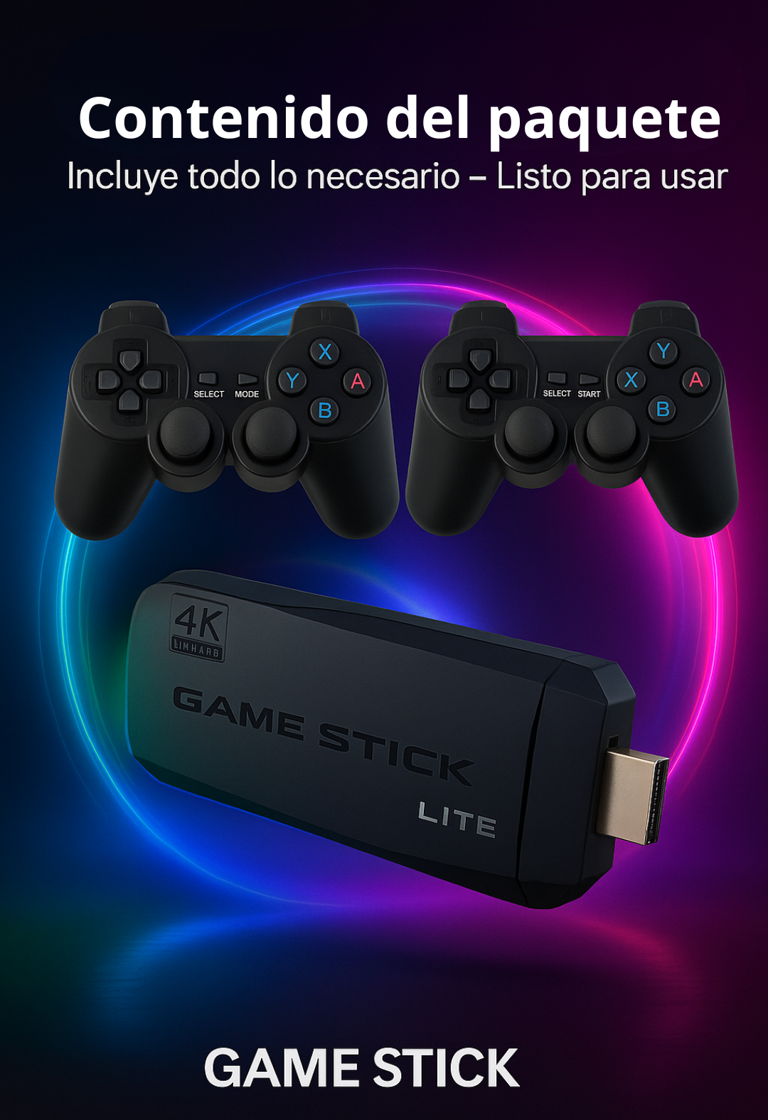 Game Stick Retro 4K Ultra HD Inalámbrico