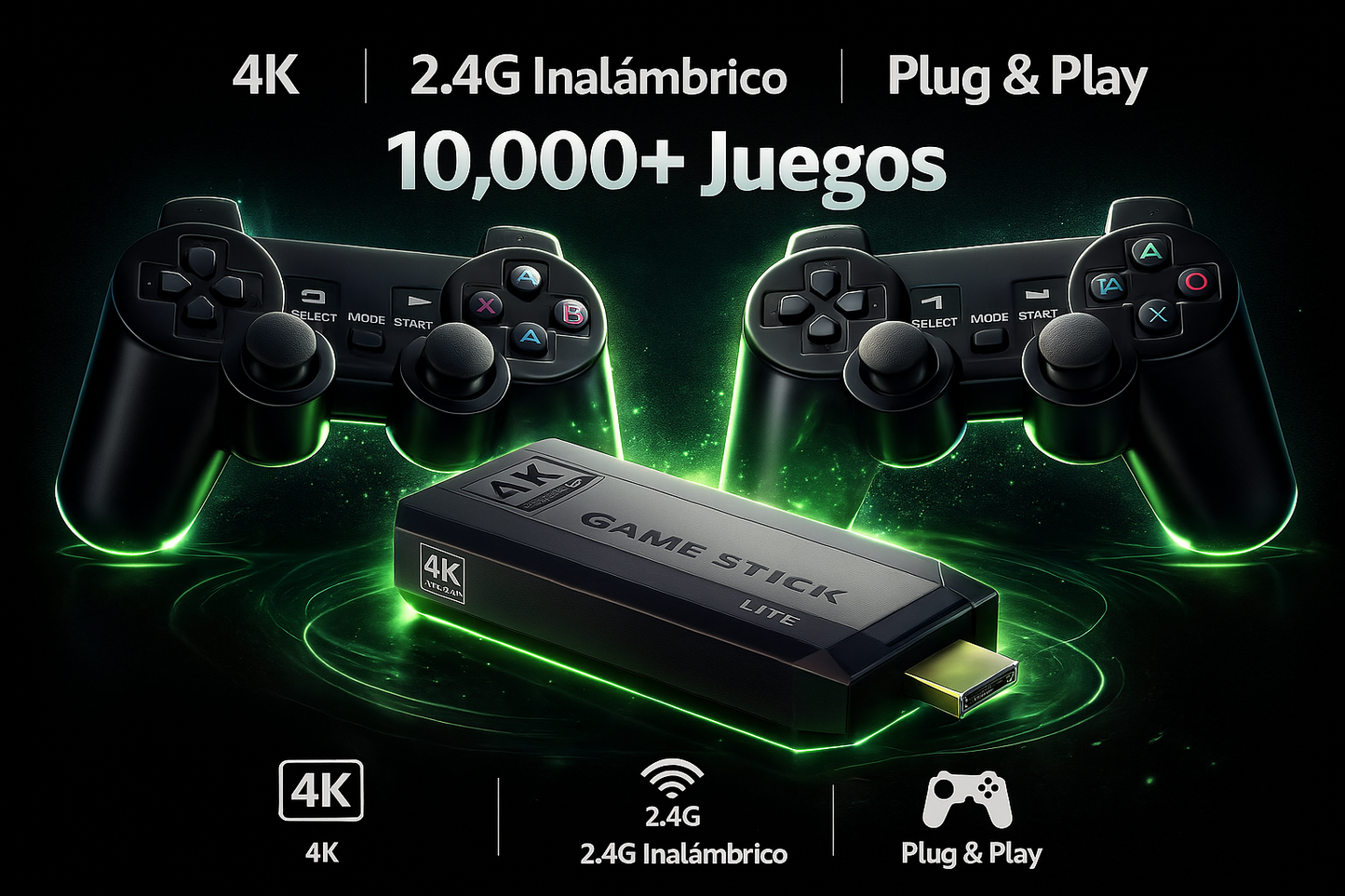 Game Stick Retro 4K Ultra HD Inalámbrico