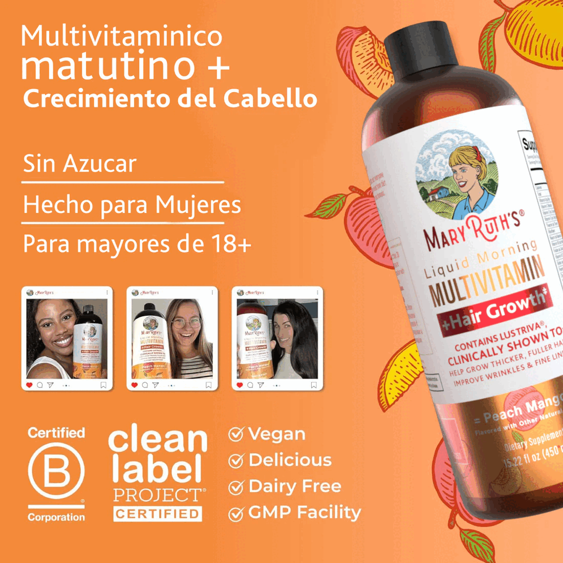 MaryRuth’s – Multivitamínico Líquido para Cabello, Piel y Energía Natural