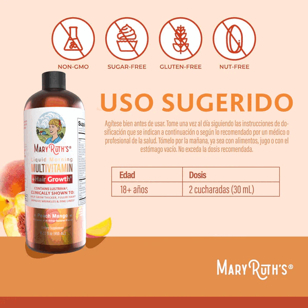 MaryRuth’s – Multivitamínico Líquido para Cabello, Piel y Energía Natural